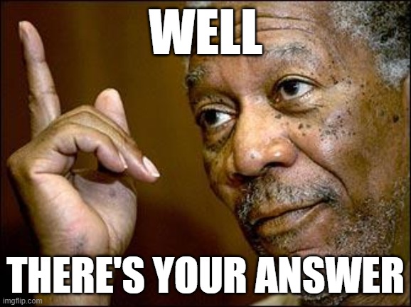 This Morgan Freeman | WELL THERE'S YOUR ANSWER | image tagged in this morgan freeman | made w/ Imgflip meme maker