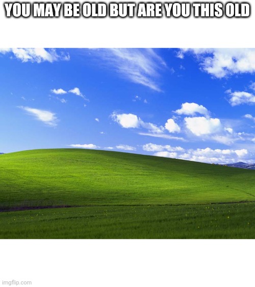 Nostalgia | YOU MAY BE OLD BUT ARE YOU THIS OLD | image tagged in windows xp wallpaper,nostalgia,memes | made w/ Imgflip meme maker