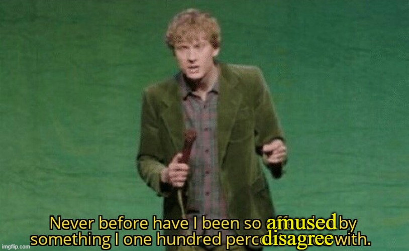 Never before have I been so offended by something I one hundred | amused; disagree | image tagged in never before have i been so offended by something i one hundred | made w/ Imgflip meme maker
