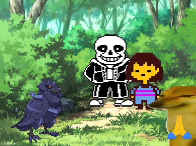 The Woods/Forest | image tagged in memes,funny,undertale,crossover,sans,frisk | made w/ Imgflip meme maker