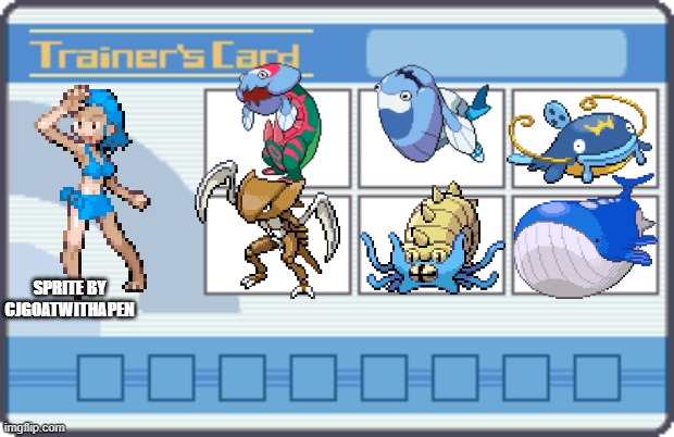 my trainer card | SPRITE BY CJGOATWITHAPEN | image tagged in trainer card template 5,water | made w/ Imgflip meme maker