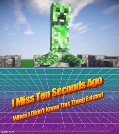 creeper | image tagged in i miss ten seconds ago,cursed image | made w/ Imgflip meme maker