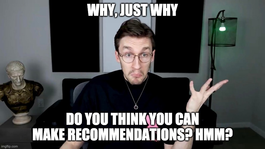 WHY, JUST WHY; DO YOU THINK YOU CAN MAKE RECOMMENDATIONS? HMM? | image tagged in YoTroublemakers | made w/ Imgflip meme maker