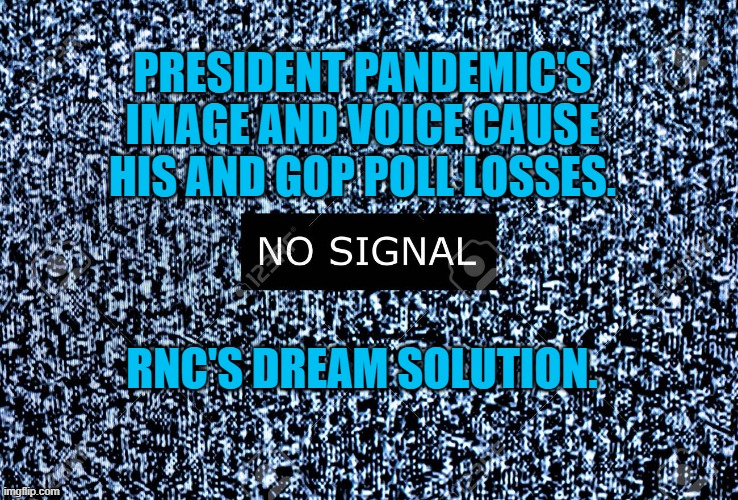 Favorite Image of President Pandemic. | PRESIDENT PANDEMIC'S IMAGE AND VOICE CAUSE HIS AND GOP POLL LOSSES. RNC'S DREAM SOLUTION. | image tagged in politics | made w/ Imgflip meme maker