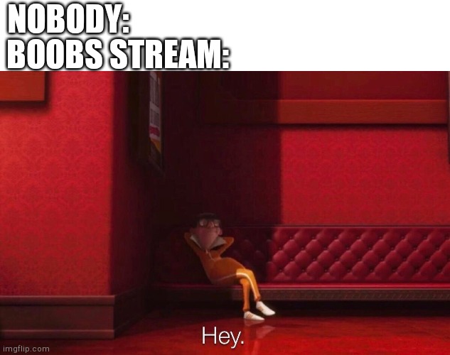 I hate the boobs stream. | NOBODY:; BOOBS STREAM: | image tagged in vector | made w/ Imgflip meme maker