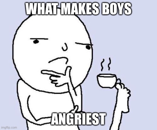 thinking meme | WHAT MAKES BOYS; ANGRIEST | image tagged in thinking meme | made w/ Imgflip meme maker