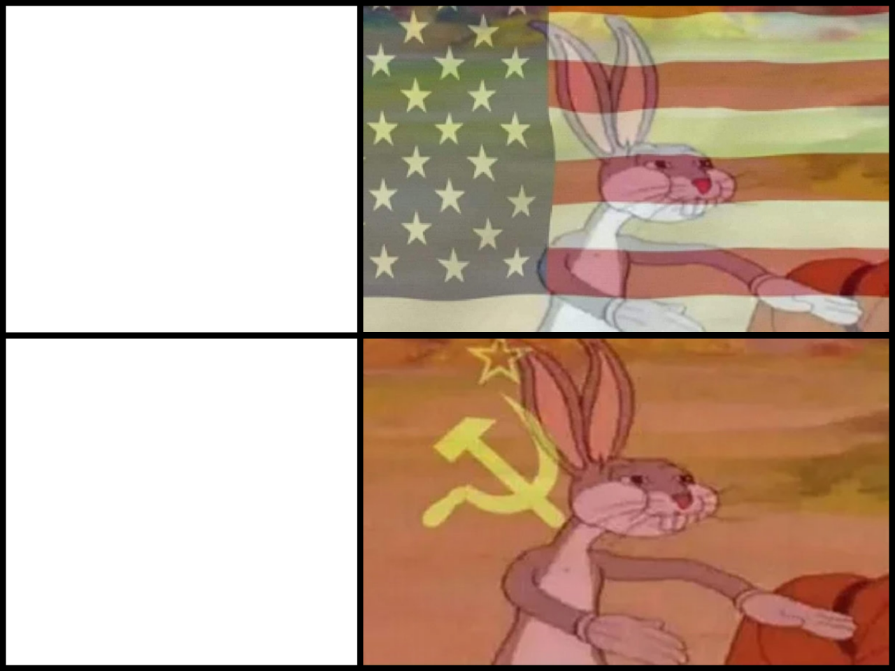 High Quality Communist and Capitalist Bunny Blank Meme Template