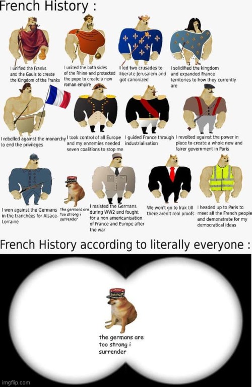 lol poor Frenchdog (repost) | image tagged in french,wwii,world war ii,france,historical meme,history | made w/ Imgflip meme maker
