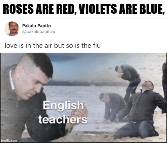 LOL |  ROSES ARE RED, VIOLETS ARE BLUE, | image tagged in english teachers,poetry,indian man,lol,xd | made w/ Imgflip meme maker