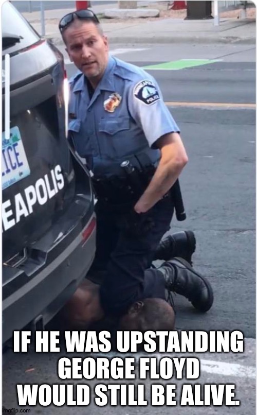 Ofc Derek Chauvin | IF HE WAS UPSTANDING GEORGE FLOYD WOULD STILL BE ALIVE. | image tagged in ofc derek chauvin | made w/ Imgflip meme maker