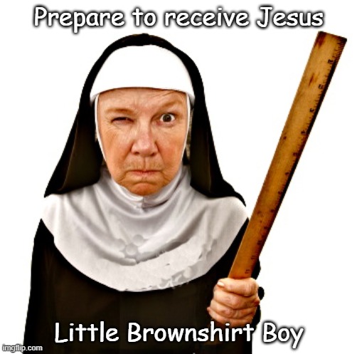 Prepare to receive Jesus; Little Brownshirt Boy | image tagged in portland,protest,dhs,democrat,liberal | made w/ Imgflip meme maker