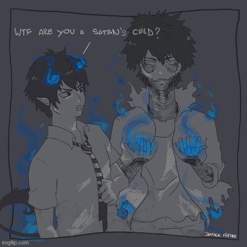 lOoK aT tHeM | image tagged in bnha,satan,blue exorcist | made w/ Imgflip meme maker