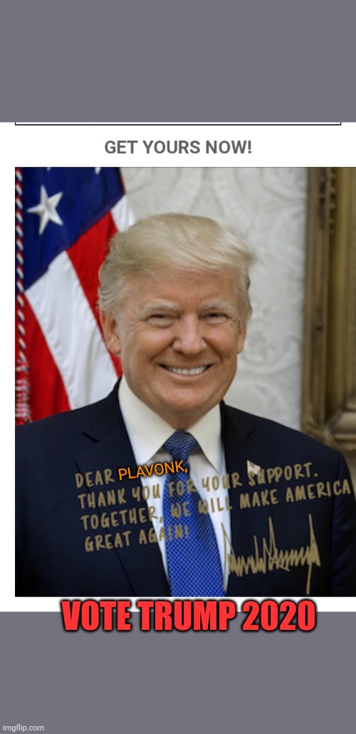 PLAVONK, VOTE TRUMP 2020 | made w/ Imgflip meme maker