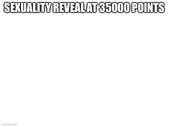 Yes I mean it. I actually mean it.(50% chance I’m gonna regret this) | SEXUALITY REVEAL AT 35000 POINTS | image tagged in blank white template | made w/ Imgflip meme maker