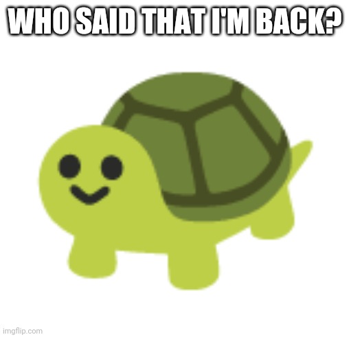 The Return of The King! | WHO SAID THAT I'M BACK? | image tagged in turtle,emoji,return,comeback,yay | made w/ Imgflip meme maker