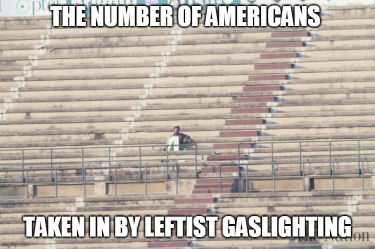 THE NUMBER OF AMERICANS TAKEN IN BY LEFTIST GASLIGHTING | made w/ Imgflip meme maker