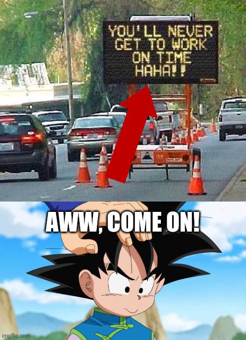 ARE YOU CRAZZZZY!?! | AWW, COME ON! | image tagged in adorable goten dbs,stupid signs,fails,funny,you had one job,memes | made w/ Imgflip meme maker