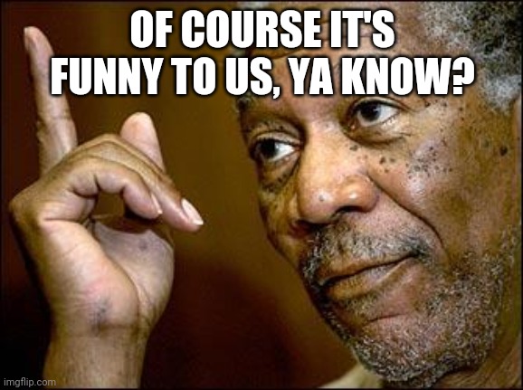 This Morgan Freeman | OF COURSE IT'S FUNNY TO US, YA KNOW? | image tagged in this morgan freeman | made w/ Imgflip meme maker