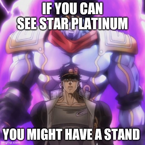 Ora | IF YOU CAN SEE STAR PLATINUM; YOU MIGHT HAVE A STAND | image tagged in jotaro star platinum | made w/ Imgflip meme maker