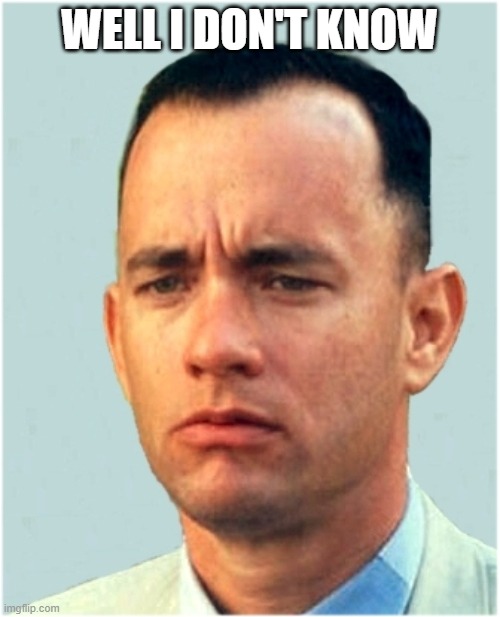 Gumpith gump forrest | WELL I DON'T KNOW | image tagged in gumpith gump forrest | made w/ Imgflip meme maker