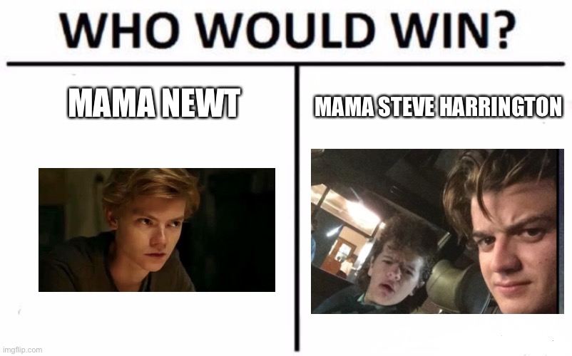 Who Would Win? Meme | MAMA NEWT; MAMA STEVE HARRINGTON | image tagged in memes,who would win | made w/ Imgflip meme maker