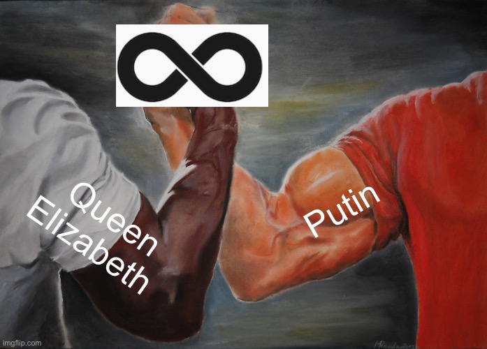 Epic Handshake | Putin; Queen Elizabeth | image tagged in memes,epic handshake | made w/ Imgflip meme maker