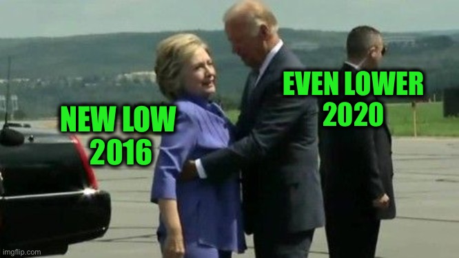 Hillary Biden | NEW LOW 
2016 EVEN LOWER
2020 | image tagged in hillary biden | made w/ Imgflip meme maker