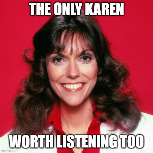 GOOD KAREN | THE ONLY KAREN; WORTH LISTENING TOO | image tagged in funny memes | made w/ Imgflip meme maker