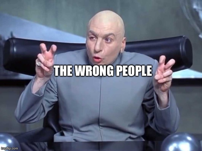 Dr Evil air quotes | THE WRONG PEOPLE | image tagged in dr evil air quotes | made w/ Imgflip meme maker