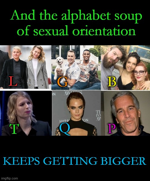 Note to Democrats:  Stop trying to normalize pedophilia | And the alphabet soup
of sexual orientation; G; L; B; P; Q; T; KEEPS GETTING BIGGER | image tagged in lgbtq,pedophilia,democrat hypocrisy,vote red,sexual orientation | made w/ Imgflip meme maker