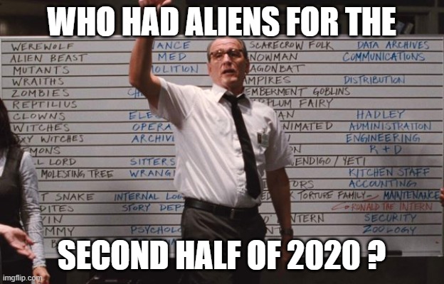 Cabin the the woods | WHO HAD ALIENS FOR THE; SECOND HALF OF 2020 ? | image tagged in cabin the the woods | made w/ Imgflip meme maker