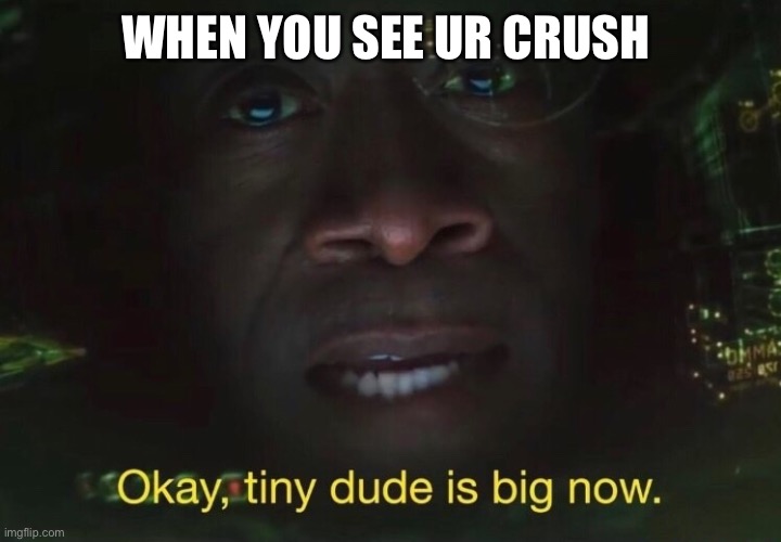 Tiny dude is big now | WHEN YOU SEE UR CRUSH | image tagged in tiny dude is big now | made w/ Imgflip meme maker