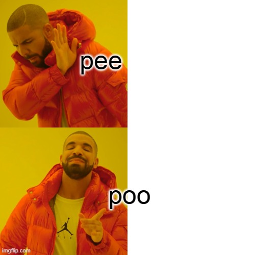 poo | pee; poo | image tagged in memes,drake hotline bling | made w/ Imgflip meme maker