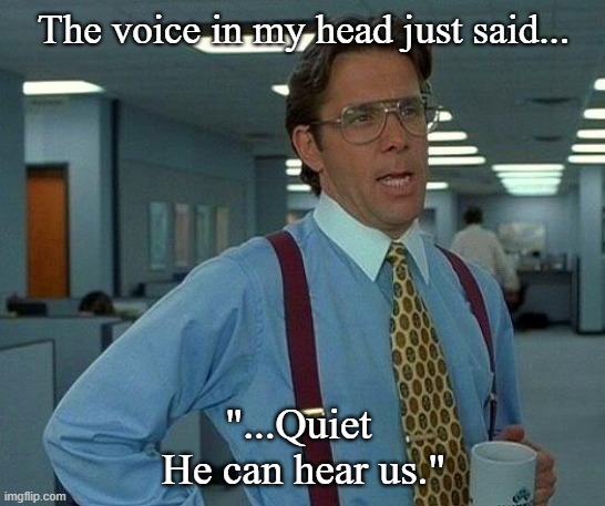 Spooky | The voice in my head just said... "...Quiet 
He can hear us." | image tagged in memes,that would be great | made w/ Imgflip meme maker