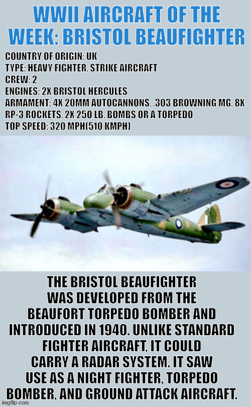 WWII Aircraft of the Week | image tagged in wwii,fighter,plane,history,aviation,military | made w/ Imgflip meme maker