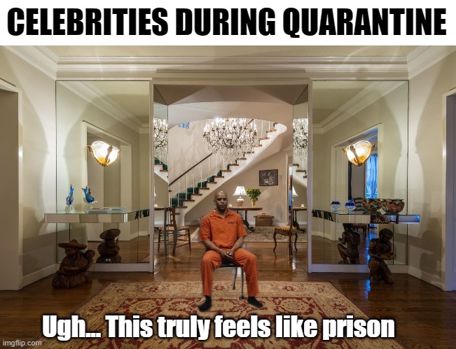 Celebrity Prisoners | CELEBRITIES DURING QUARANTINE; Ugh... This truly feels like prison | image tagged in quarantine | made w/ Imgflip meme maker