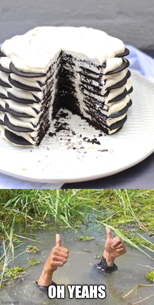 Icebox magnolia oreo cake | OH YEAHS | image tagged in flooding thumbs up | made w/ Imgflip meme maker