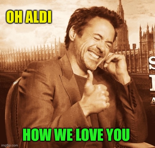 laughing | OH ALDI HOW WE LOVE YOU | image tagged in laughing | made w/ Imgflip meme maker