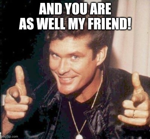 The Hoff thinks your awesome | AND YOU ARE AS WELL MY FRIEND! | image tagged in the hoff thinks your awesome | made w/ Imgflip meme maker