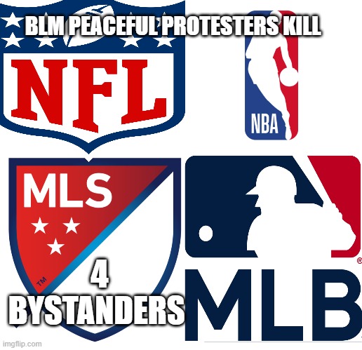 BLM KILLS 4 | BLM PEACEFUL PROTESTERS KILL; 4 BYSTANDERS | image tagged in blm | made w/ Imgflip meme maker