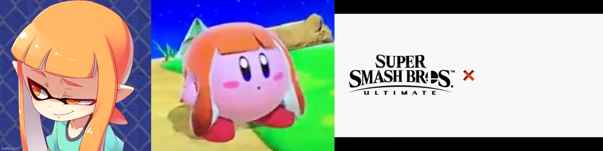 image tagged in smug inkling,inkling kirby,super smash bros ultimate x blank | made w/ Imgflip meme maker