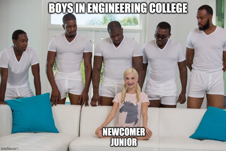 Engineering Colleges Scenerio | BOYS IN ENGINEERING COLLEGE; NEWCOMER JUNIOR | image tagged in student loans,engineering,funny memes,compilingcodes | made w/ Imgflip meme maker