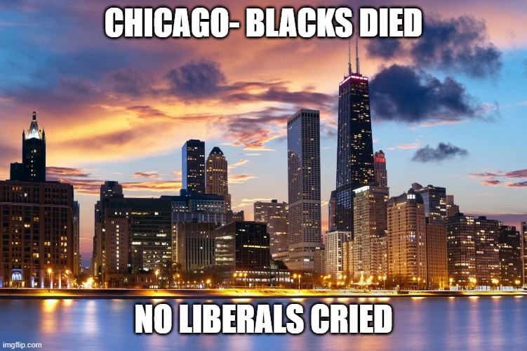 Chicago violence | CHICAGO- BLACKS DIED; NO LIBERALS CRIED | image tagged in chicago | made w/ Imgflip meme maker