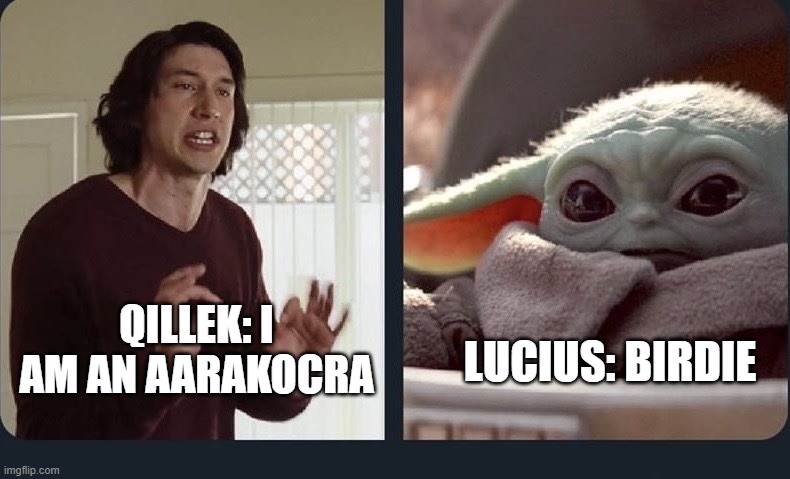 High Rollers Aerois | LUCIUS: BIRDIE; QILLEK: I AM AN AARAKOCRA | image tagged in Yogscast | made w/ Imgflip meme maker