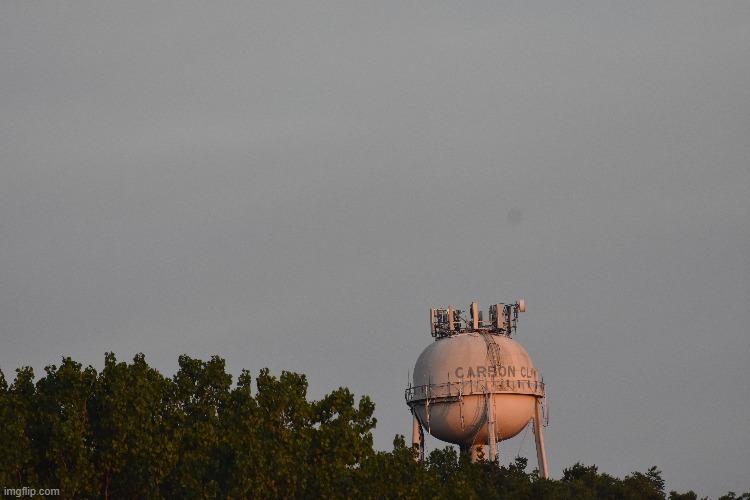 water tower | image tagged in carbon cliff iowa,water tower | made w/ Imgflip meme maker