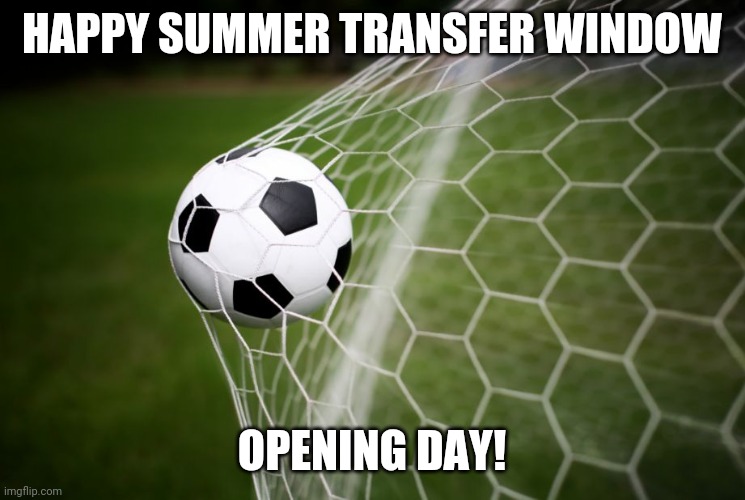 Happy summer transfer window opening day! | HAPPY SUMMER TRANSFER WINDOW; OPENING DAY! | image tagged in soccer,memes,football | made w/ Imgflip meme maker