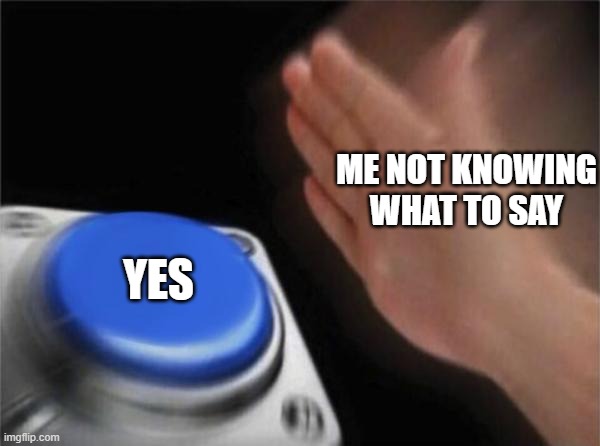 yes | ME NOT KNOWING WHAT TO SAY; YES | image tagged in memes,blank nut button | made w/ Imgflip meme maker