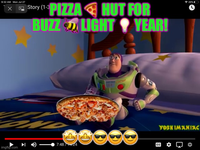 BUZZ LIGHTYEAR WITH PIZZA HUT! | PIZZA 🍕 HUT FOR BUZZ 🐝 LIGHT 💡 YEAR! 🤩🤩😎😎😎 | image tagged in buzz lightyear with pizza hut | made w/ Imgflip meme maker