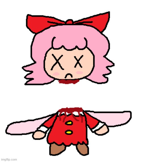 Ribbon Got Her Head Cut Off | image tagged in kirby,gore,blood,funny,death,edgy | made w/ Imgflip meme maker