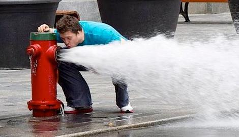 Drinking From Fire Hydrant Blank Meme Template